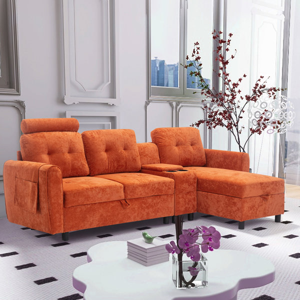 Red sectional sleeper deals sofa